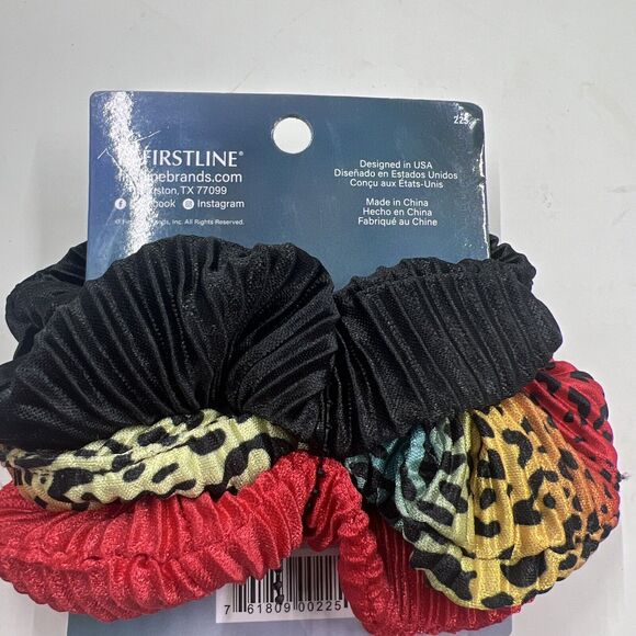 3 Hair Ties Scrunchies EVOLVE 1 Pack Black Red Multicolor Print - Picture 2 of 7